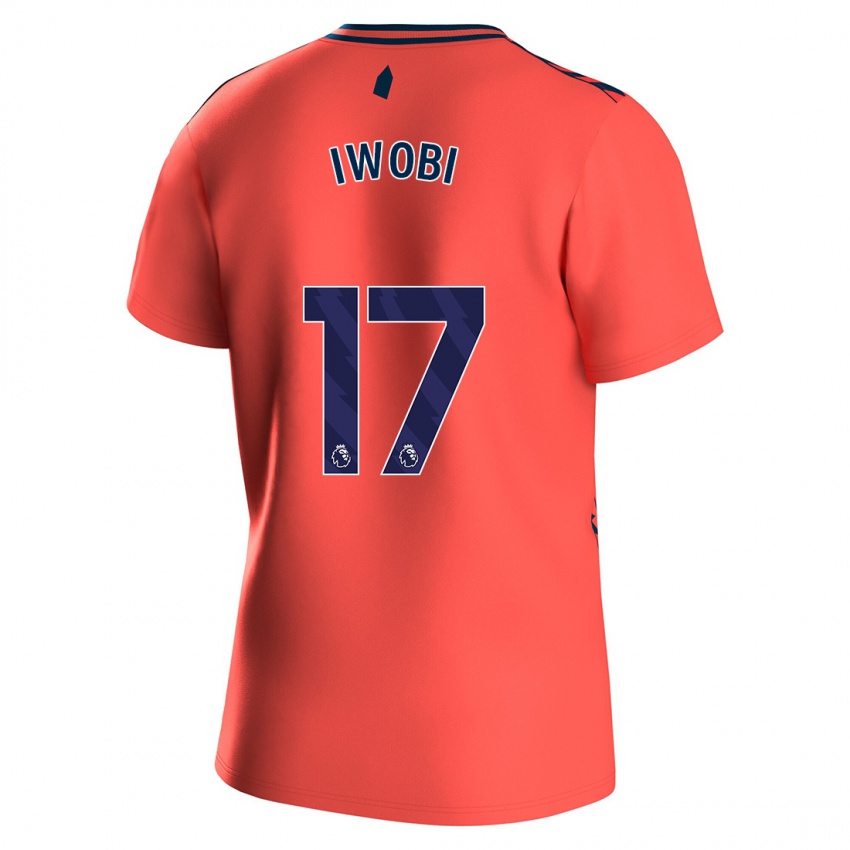 Damen Alex Iwobi #17 Koralle Auswärtstrikot Trikot 2023/24 T-Shirt