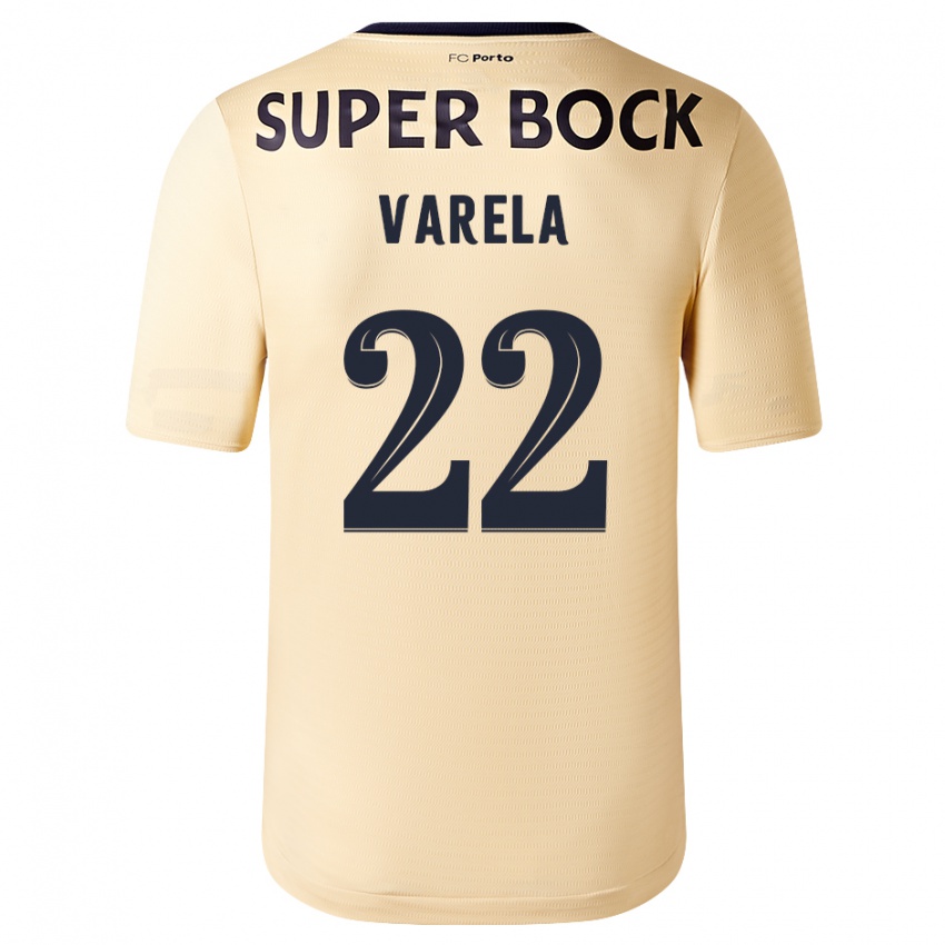 Damen Alan Varela #22 Beige-Gold Auswärtstrikot Trikot 2023/24 T-Shirt