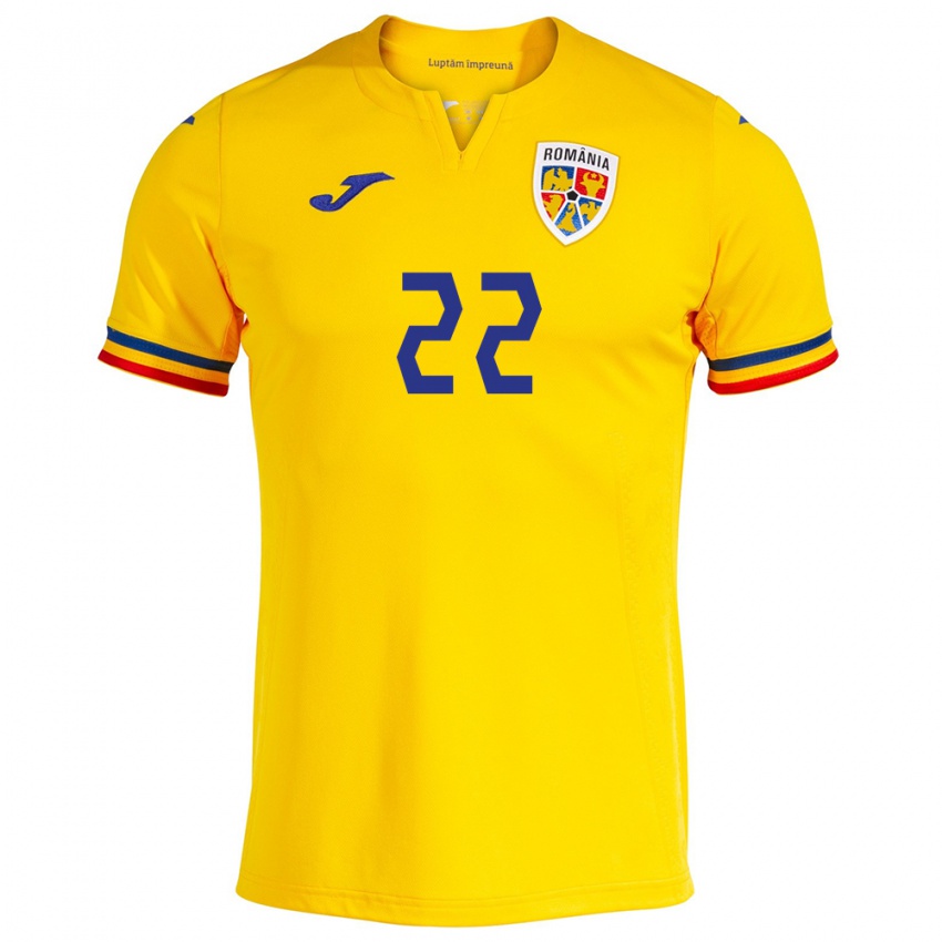 Kinder Rumänische Vladislav Blănuță #22 Gelb Heimtrikot Trikot 24-26 T-Shirt