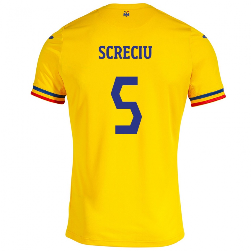 Kinder Rumänische Vladimir Screciu #5 Gelb Heimtrikot Trikot 24-26 T-Shirt