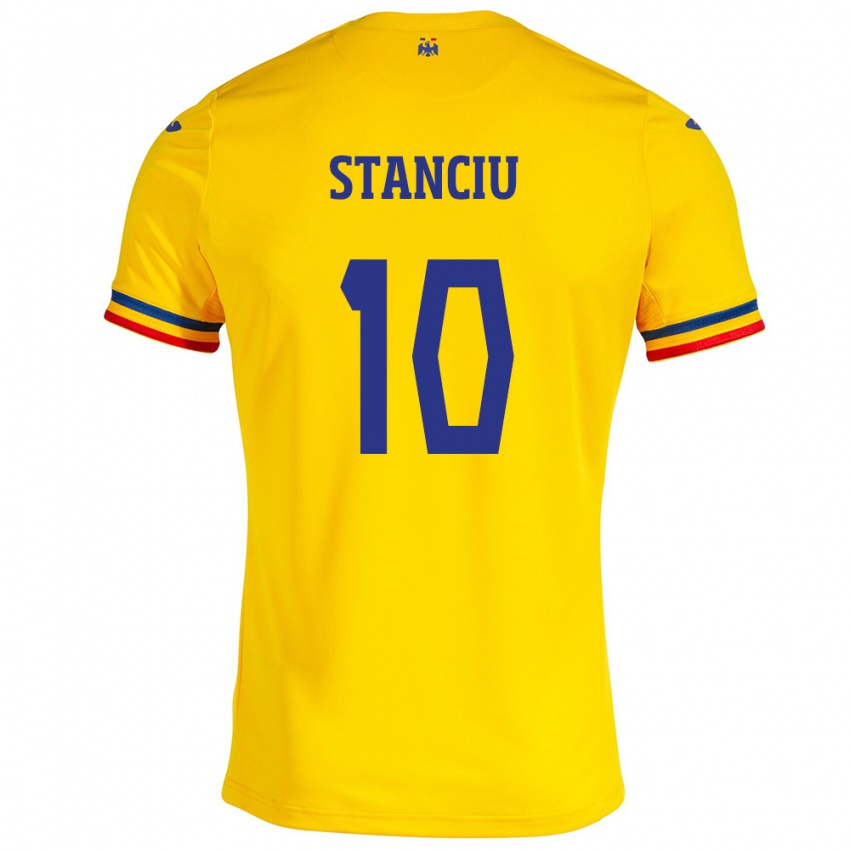 Kinder Rumänische Nicolae Stanciu #10 Gelb Heimtrikot Trikot 24-26 T-Shirt