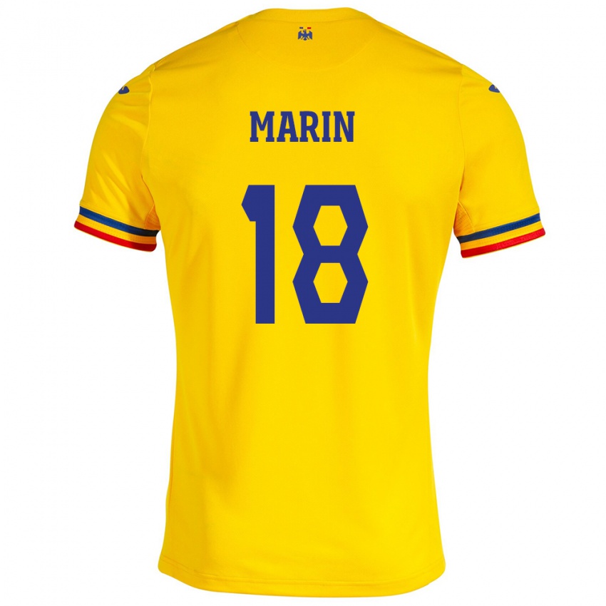 Kinder Rumänische Răzvan Marin #18 Gelb Heimtrikot Trikot 24-26 T-Shirt