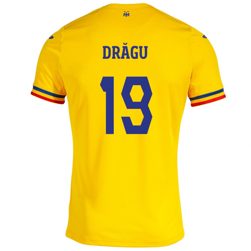 Kinder Rumänische Denis Drăguş #19 Gelb Heimtrikot Trikot 24-26 T-Shirt