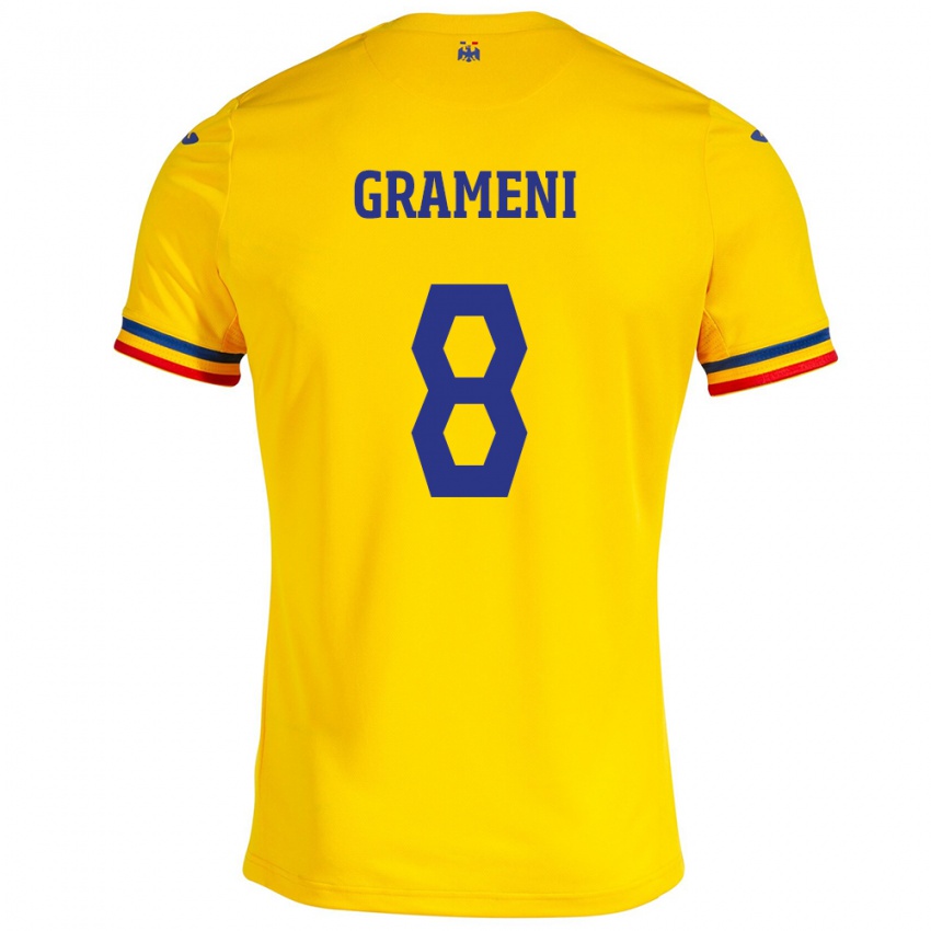 Kinder Rumänische Constantin Grameni #8 Gelb Heimtrikot Trikot 24-26 T-Shirt