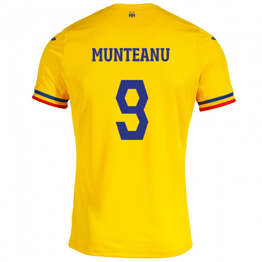 Kinder Rumänische Louis Munteanu #9 Gelb Heimtrikot Trikot 24-26 T-Shirt