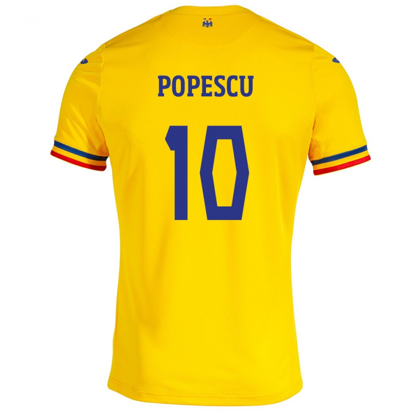 Kinder Rumänische Octavian Popescu #10 Gelb Heimtrikot Trikot 24-26 T-Shirt