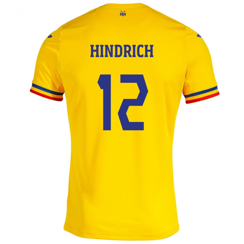 Kinder Rumänische Otto Hindrich #12 Gelb Heimtrikot Trikot 24-26 T-Shirt