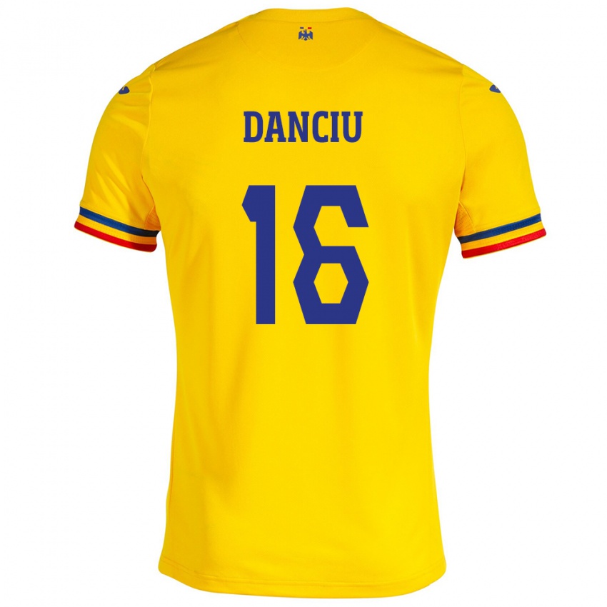 Kinder Rumänische Marian Danciu #16 Gelb Heimtrikot Trikot 24-26 T-Shirt