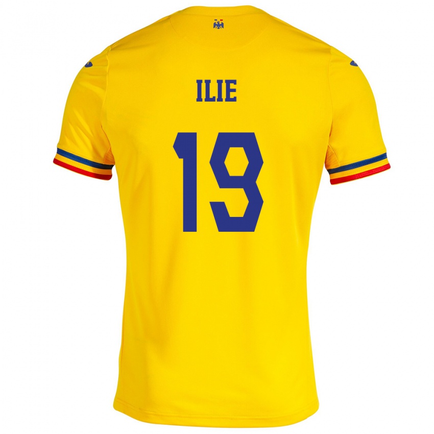 Kinder Rumänische Rareș Ilie #19 Gelb Heimtrikot Trikot 24-26 T-Shirt