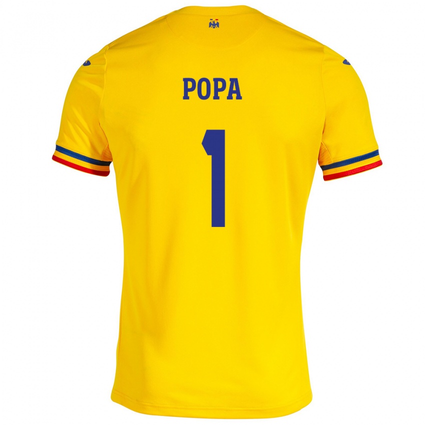 Kinder Rumänische Robert Popa #1 Gelb Heimtrikot Trikot 24-26 T-Shirt