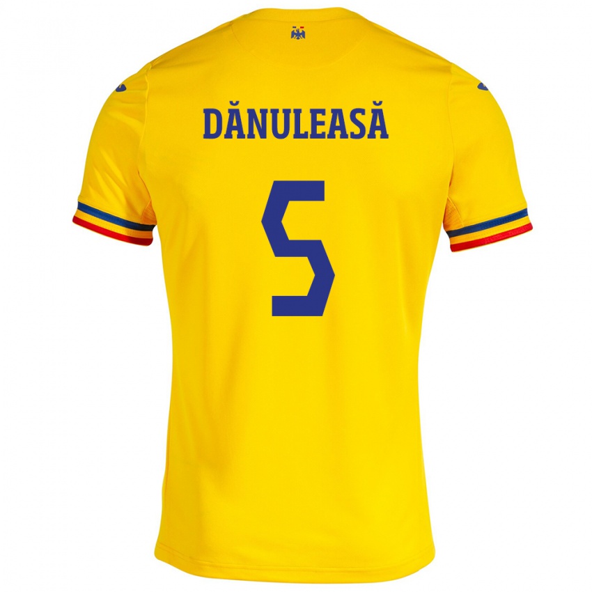 Kinder Rumänische Gabriel Dănuleasă #5 Gelb Heimtrikot Trikot 24-26 T-Shirt