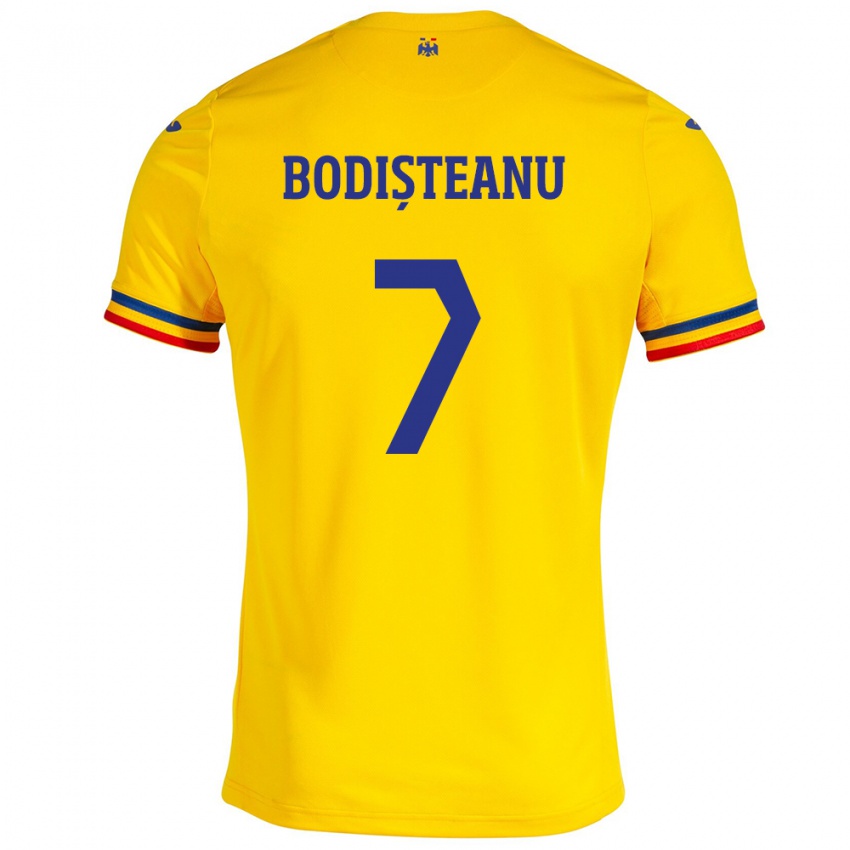 Kinder Rumänische Ștefan Bodișteanu #7 Gelb Heimtrikot Trikot 24-26 T-Shirt