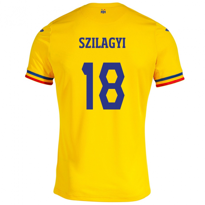 Kinder Rumänische Szabolcs Szilágyi #18 Gelb Heimtrikot Trikot 24-26 T-Shirt