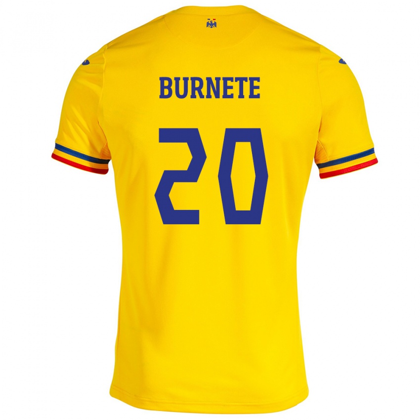 Kinder Rumänische Rareș Burnete #20 Gelb Heimtrikot Trikot 24-26 T-Shirt