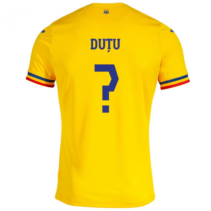 Kinder Rumänische Matteo Duțu #0 Gelb Heimtrikot Trikot 24-26 T-Shirt