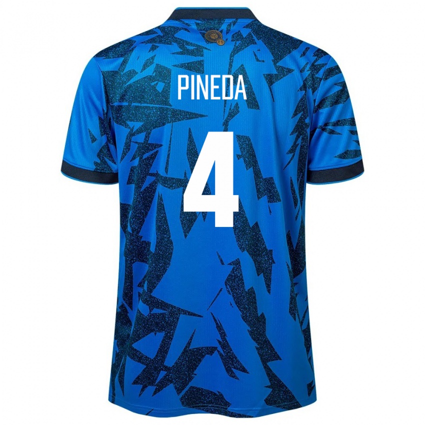 Kinder El Salvador Wálter Pineda #4 Blau Heimtrikot Trikot 24-26 T-Shirt