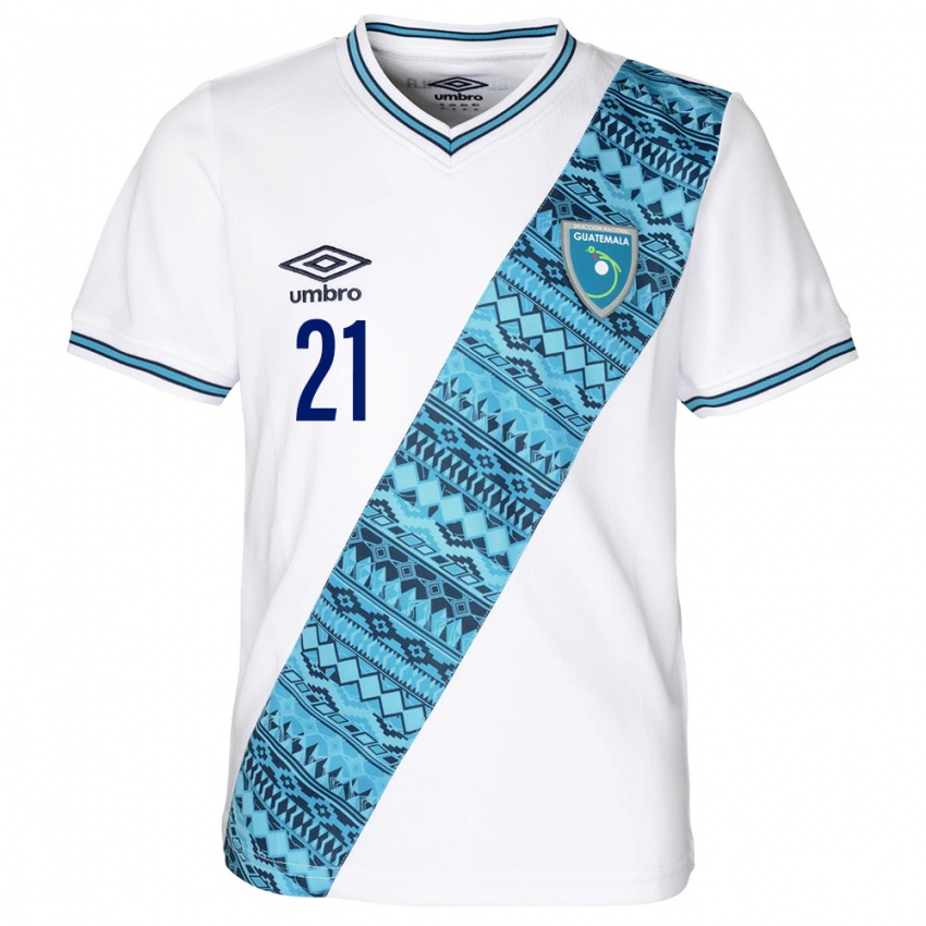 Kinder Guatemala Andrea Quiñónez #21 Weiß Heimtrikot Trikot 24-26 T-Shirt