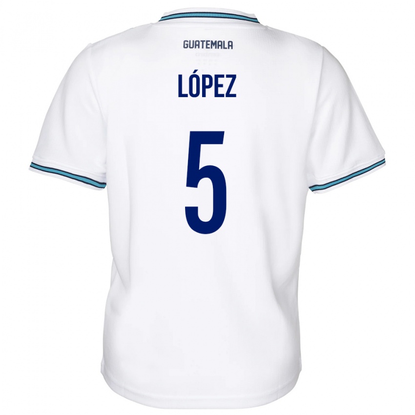 Kinder Guatemala Jeffery López #5 Weiß Heimtrikot Trikot 24-26 T-Shirt