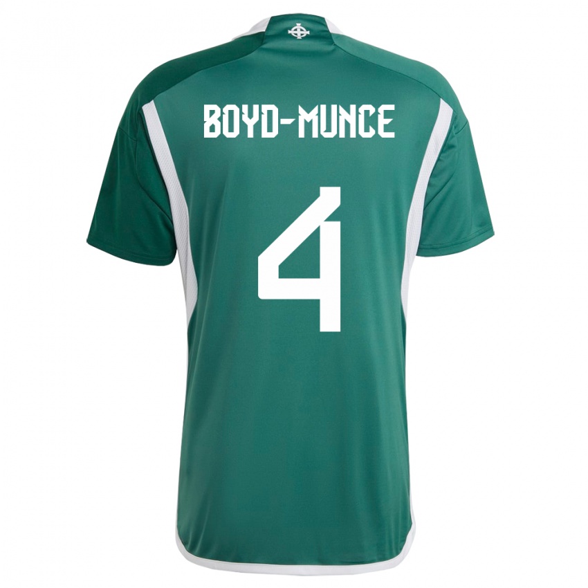 Kinder Nordirland Caolan Boyd-Munce #4 Grün Heimtrikot Trikot 24-26 T-Shirt