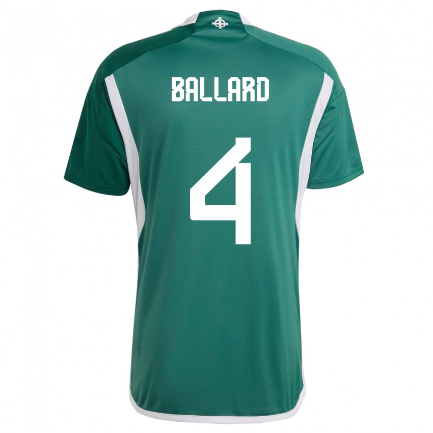 Kinder Nordirland Daniel Ballard #4 Grün Heimtrikot Trikot 24-26 T-Shirt