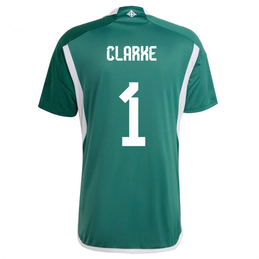 Kinder Nordirland Josh Clarke #1 Grün Heimtrikot Trikot 24-26 T-Shirt