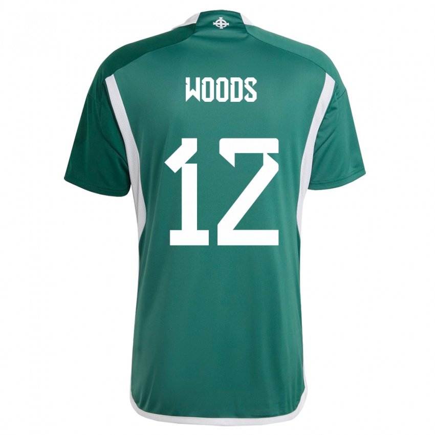 Kinder Nordirland Lilie Woods #12 Grün Heimtrikot Trikot 24-26 T-Shirt