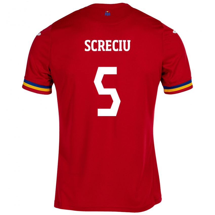 Kinder Rumänische Vladimir Screciu #5 Rot Auswärtstrikot Trikot 24-26 T-Shirt