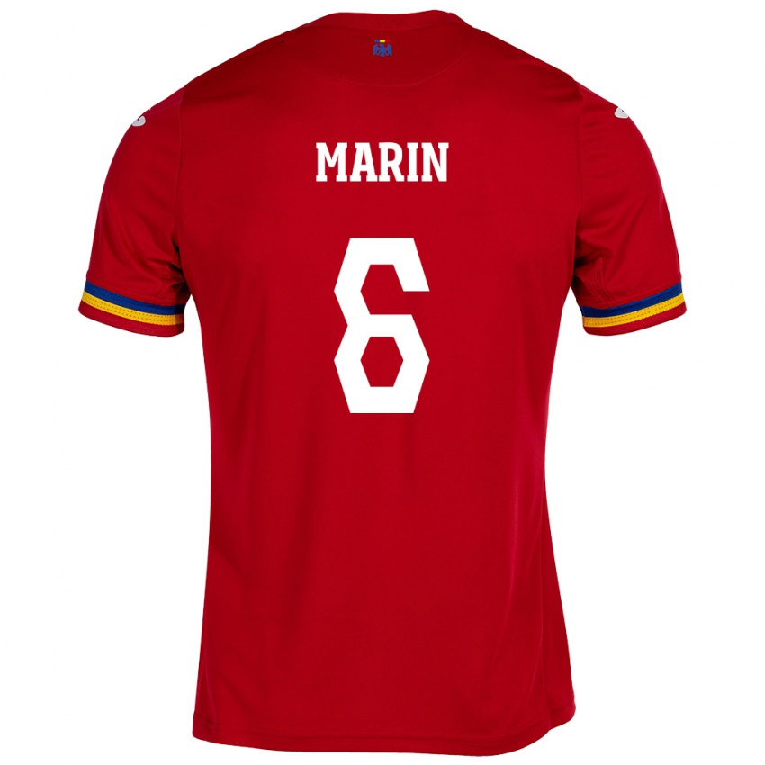 Kinder Rumänische Marius Marin #6 Rot Auswärtstrikot Trikot 24-26 T-Shirt