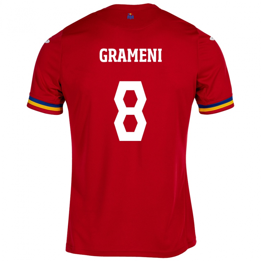 Kinder Rumänische Constantin Grameni #8 Rot Auswärtstrikot Trikot 24-26 T-Shirt