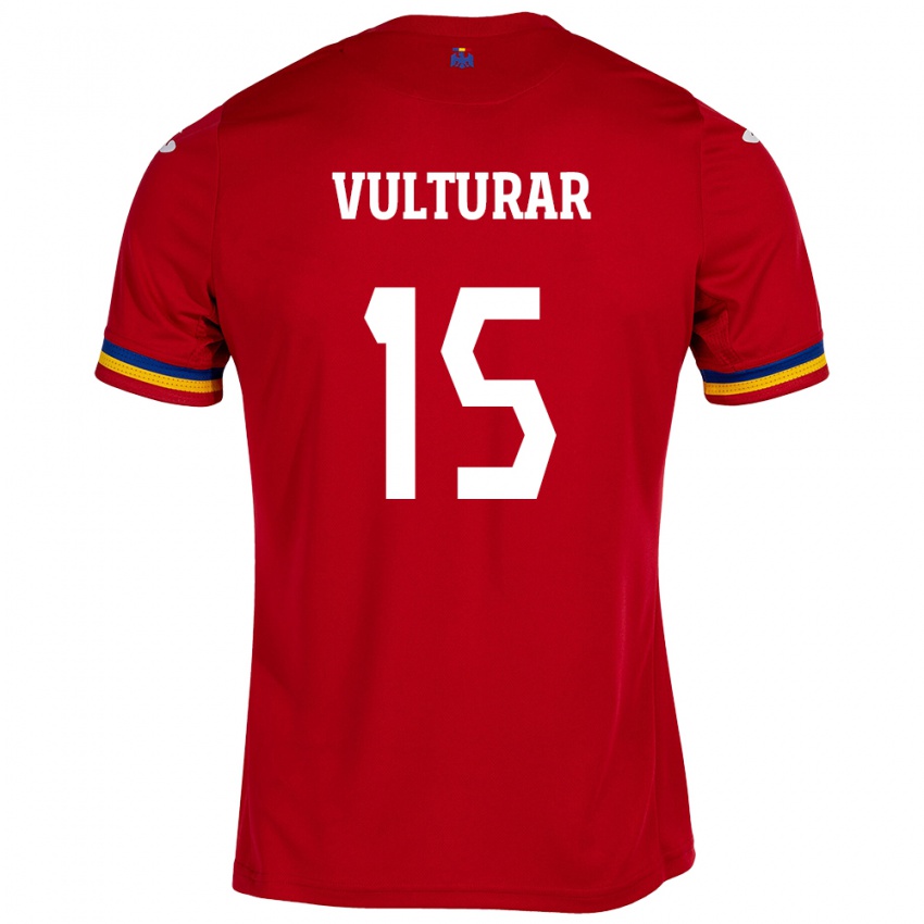 Kinder Rumänische Cătălin Vulturar #15 Rot Auswärtstrikot Trikot 24-26 T-Shirt