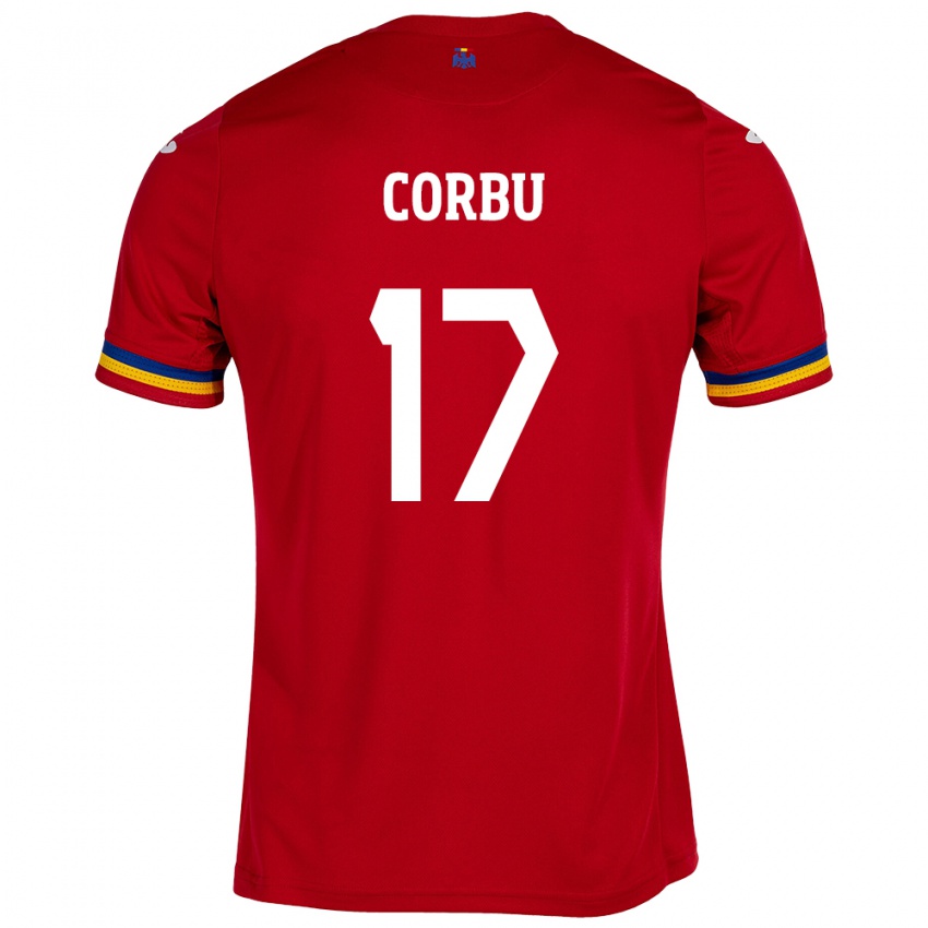 Kinder Rumänische Marius Corbu #17 Rot Auswärtstrikot Trikot 24-26 T-Shirt