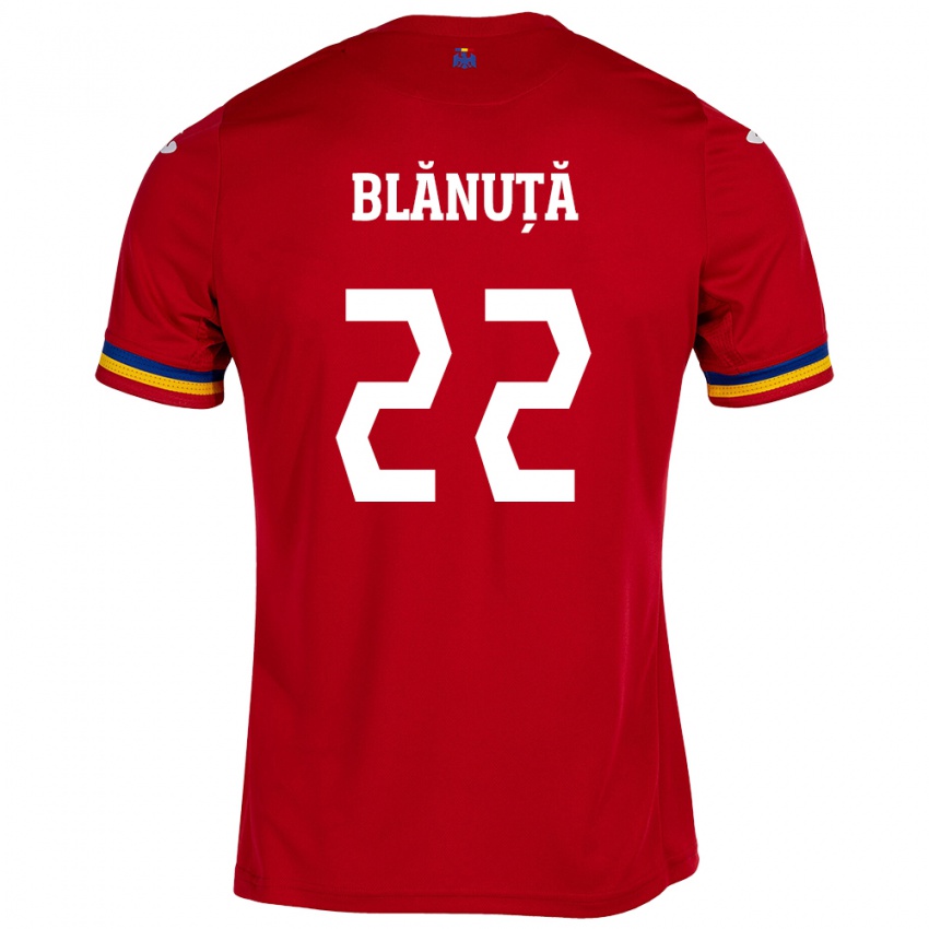 Kinder Rumänische Vladislav Blănuță #22 Rot Auswärtstrikot Trikot 24-26 T-Shirt