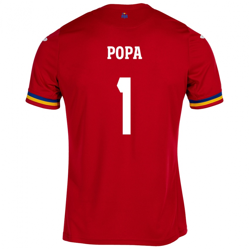 Kinder Rumänische Robert Popa #1 Rot Auswärtstrikot Trikot 24-26 T-Shirt