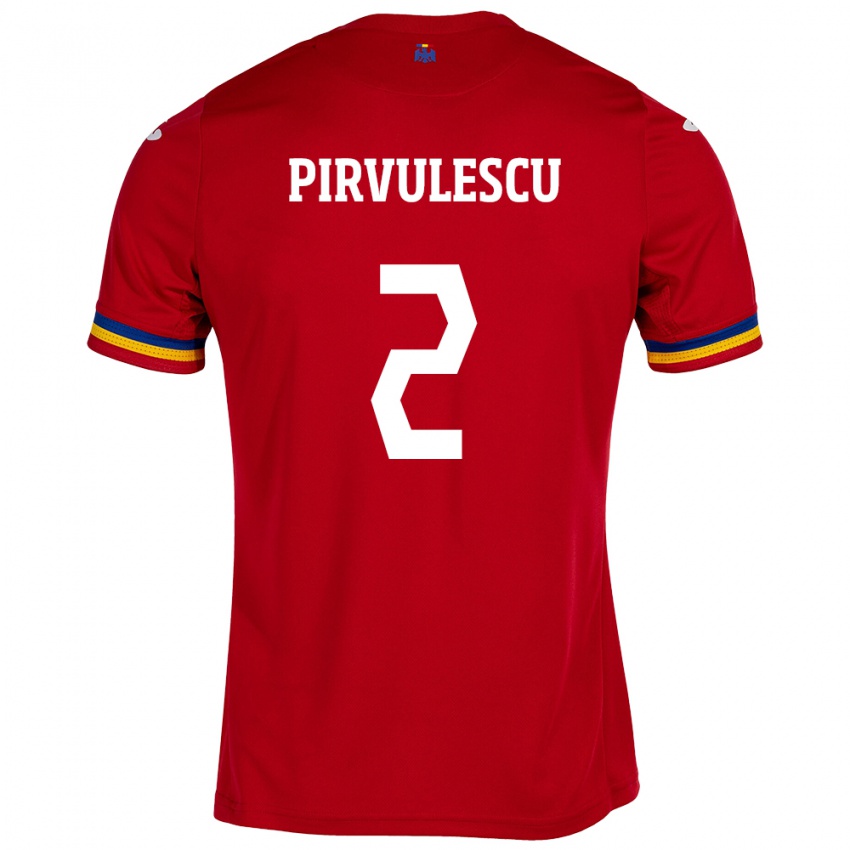 Kinder Rumänische Sergiu Pîrvulescu #2 Rot Auswärtstrikot Trikot 24-26 T-Shirt