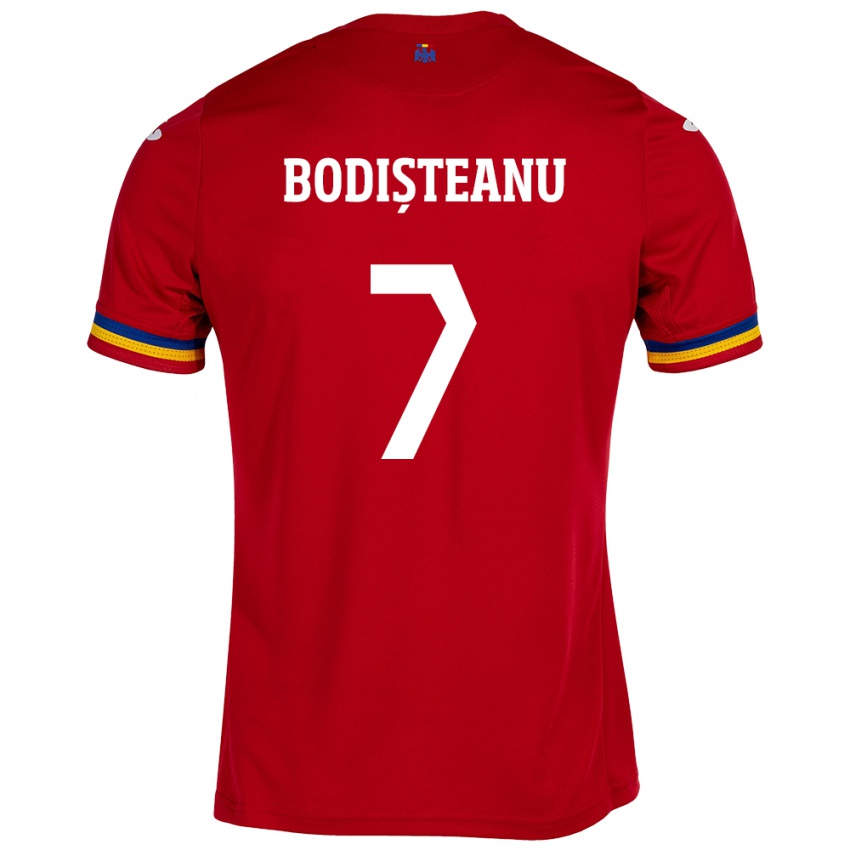 Kinder Rumänische Ștefan Bodișteanu #7 Rot Auswärtstrikot Trikot 24-26 T-Shirt