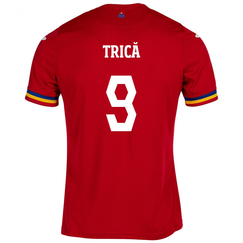 Kinder Rumänische Atanas Trică #9 Rot Auswärtstrikot Trikot 24-26 T-Shirt