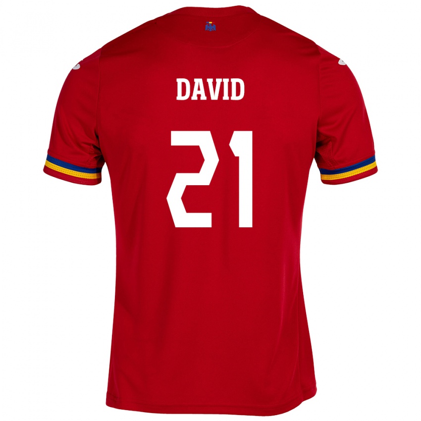 Kinder Rumänische Gabriel David #21 Rot Auswärtstrikot Trikot 24-26 T-Shirt