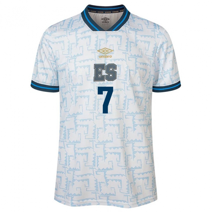 Kinder El Salvador Nelson Díaz #7 Weiß Auswärtstrikot Trikot 24-26 T-Shirt