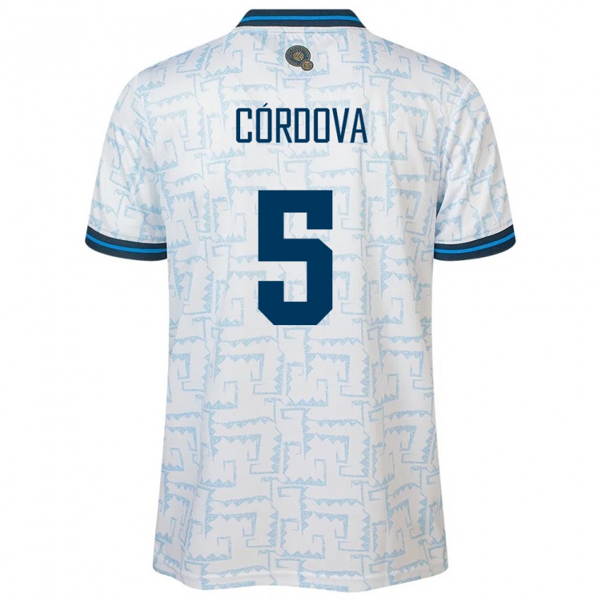 Kinder El Salvador Edwin Córdova #5 Weiß Auswärtstrikot Trikot 24-26 T-Shirt