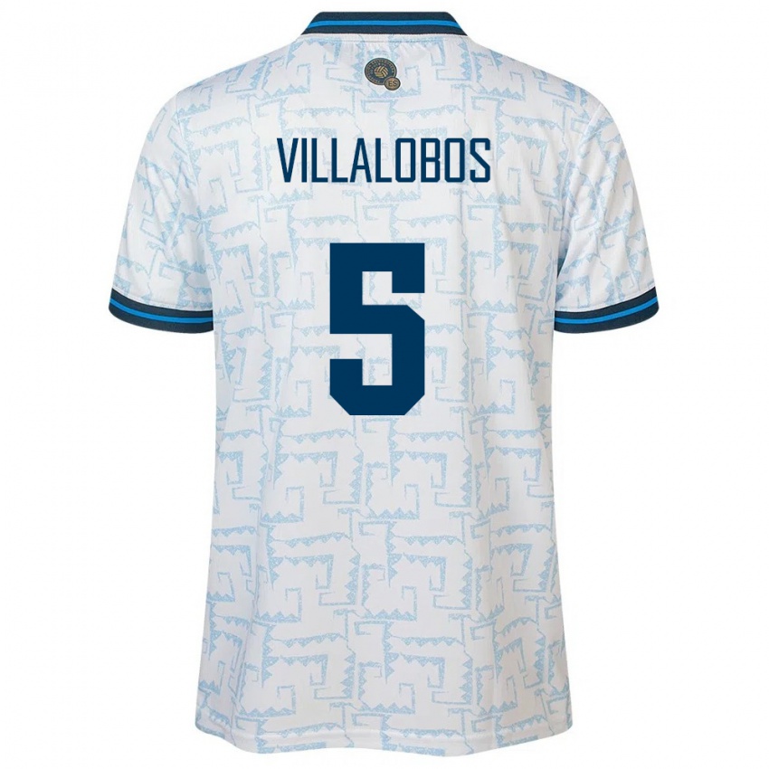 Kinder El Salvador Kristian Villalobos #5 Weiß Auswärtstrikot Trikot 24-26 T-Shirt