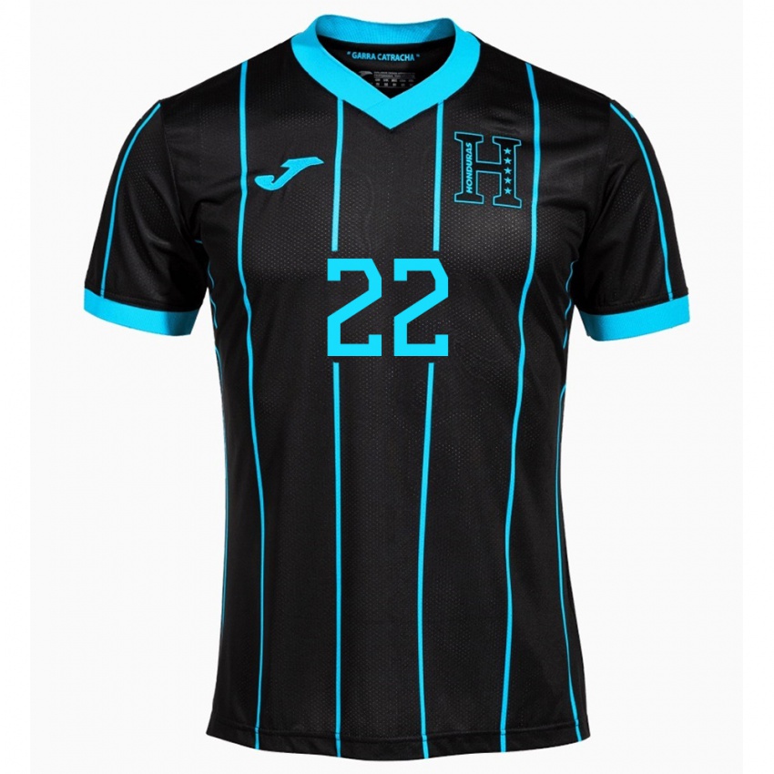 Kinder Honduras Luis López #22 Schwarz Auswärtstrikot Trikot 24-26 T-Shirt