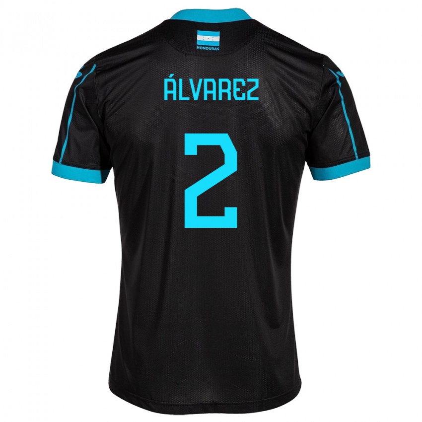 Kinder Honduras Kevin Álvarez #2 Schwarz Auswärtstrikot Trikot 24-26 T-Shirt