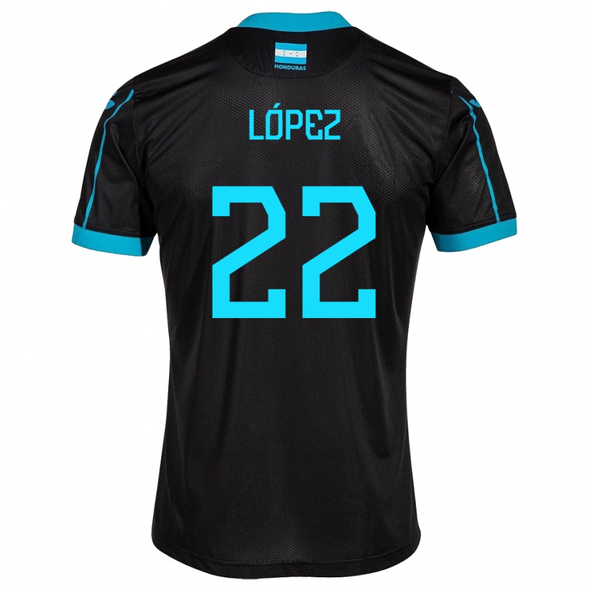 Kinder Honduras Luis López #22 Schwarz Auswärtstrikot Trikot 24-26 T-Shirt