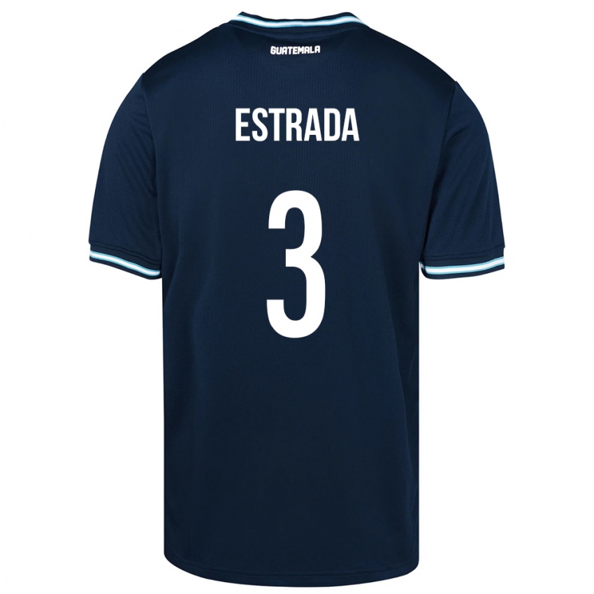 Kinder Guatemala Carlos Estrada #3 Blau Auswärtstrikot Trikot 24-26 T-Shirt