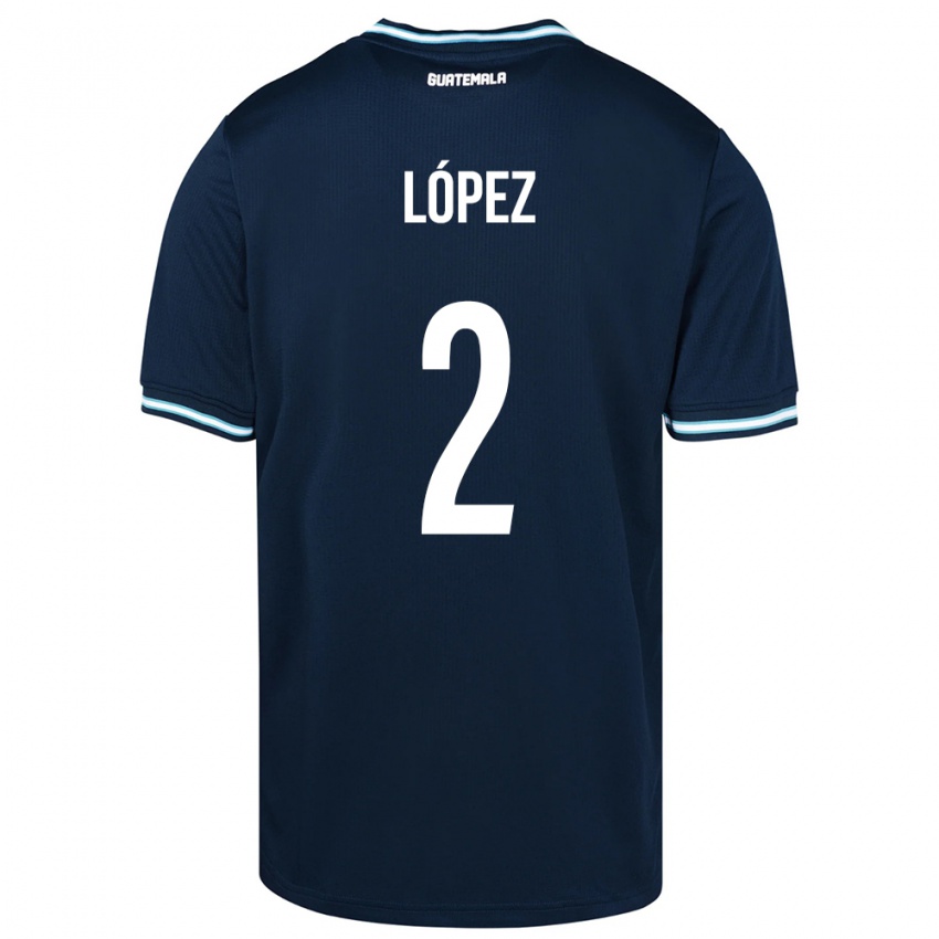 Kinder Guatemala Francisco López #2 Blau Auswärtstrikot Trikot 24-26 T-Shirt