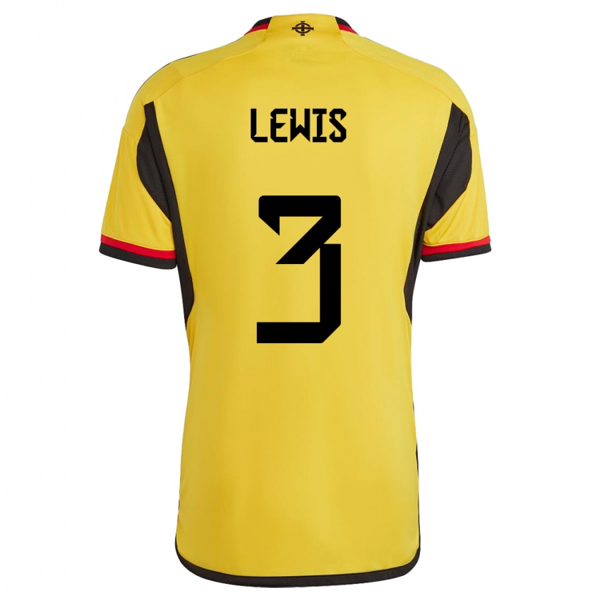 Kinder Nordirland Jamal Lewis #3 Weiß Auswärtstrikot Trikot 24-26 T-Shirt