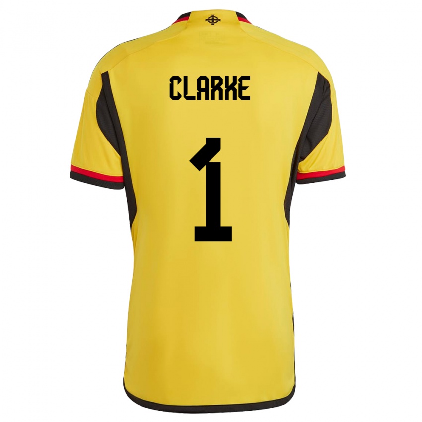 Kinder Nordirland Josh Clarke #1 Weiß Auswärtstrikot Trikot 24-26 T-Shirt