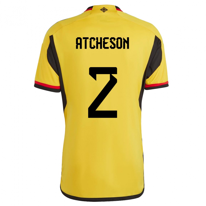 Kinder Nordirland Tom Atcheson #2 Weiß Auswärtstrikot Trikot 24-26 T-Shirt