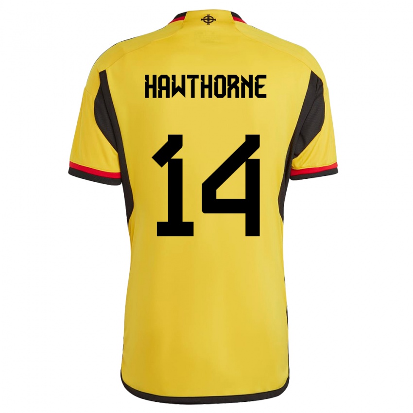 Kinder Nordirland Keevan Hawthorne #14 Weiß Auswärtstrikot Trikot 24-26 T-Shirt