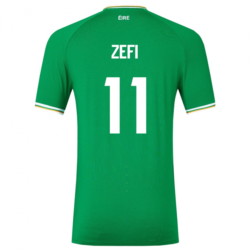 Herren Irische Kevin Zefi #11 Grün Heimtrikot Trikot 24-26 T-Shirt